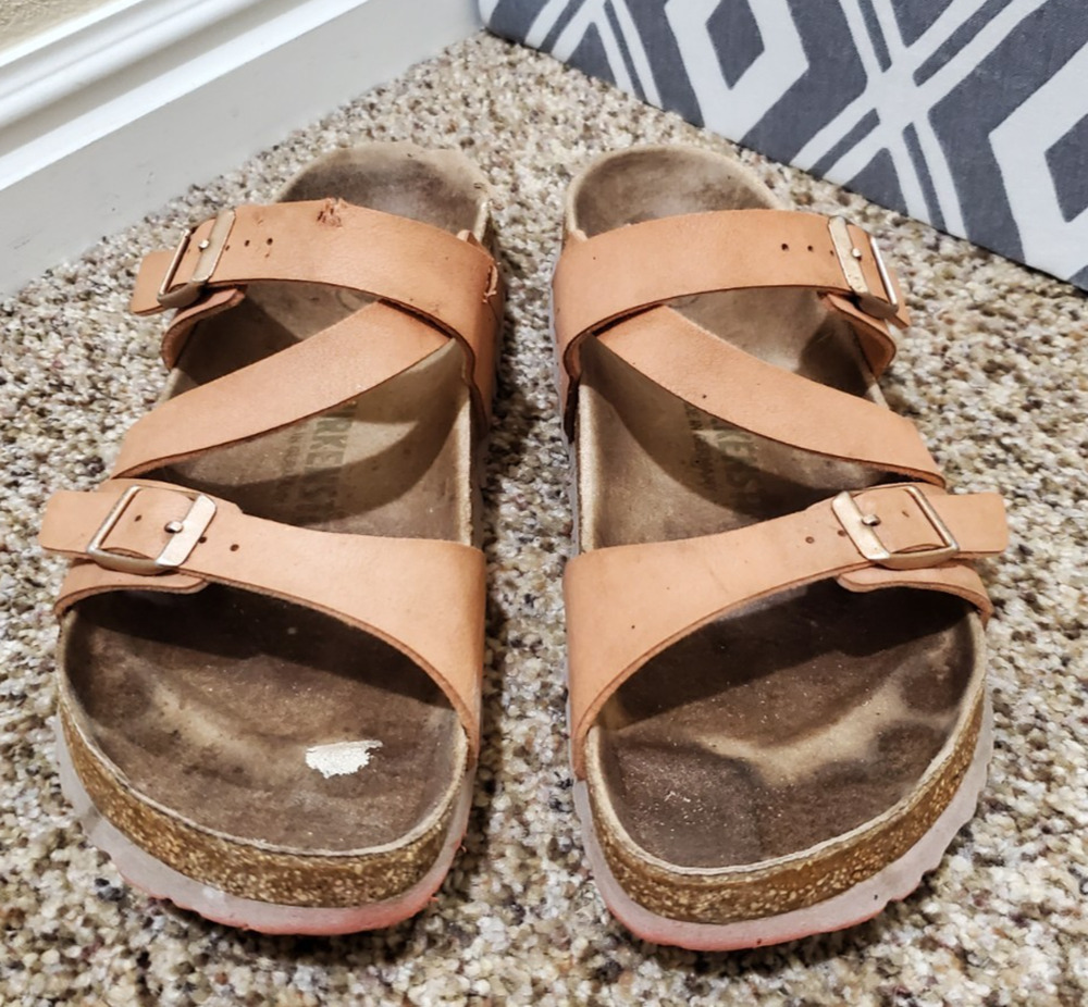 Birkenstock Brown Leather Strappy Sandals Womens EU 40 US 9 Cork Footbed